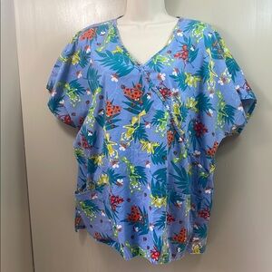 Scrubs Red and Yellow Dolman Sleeve Blouse